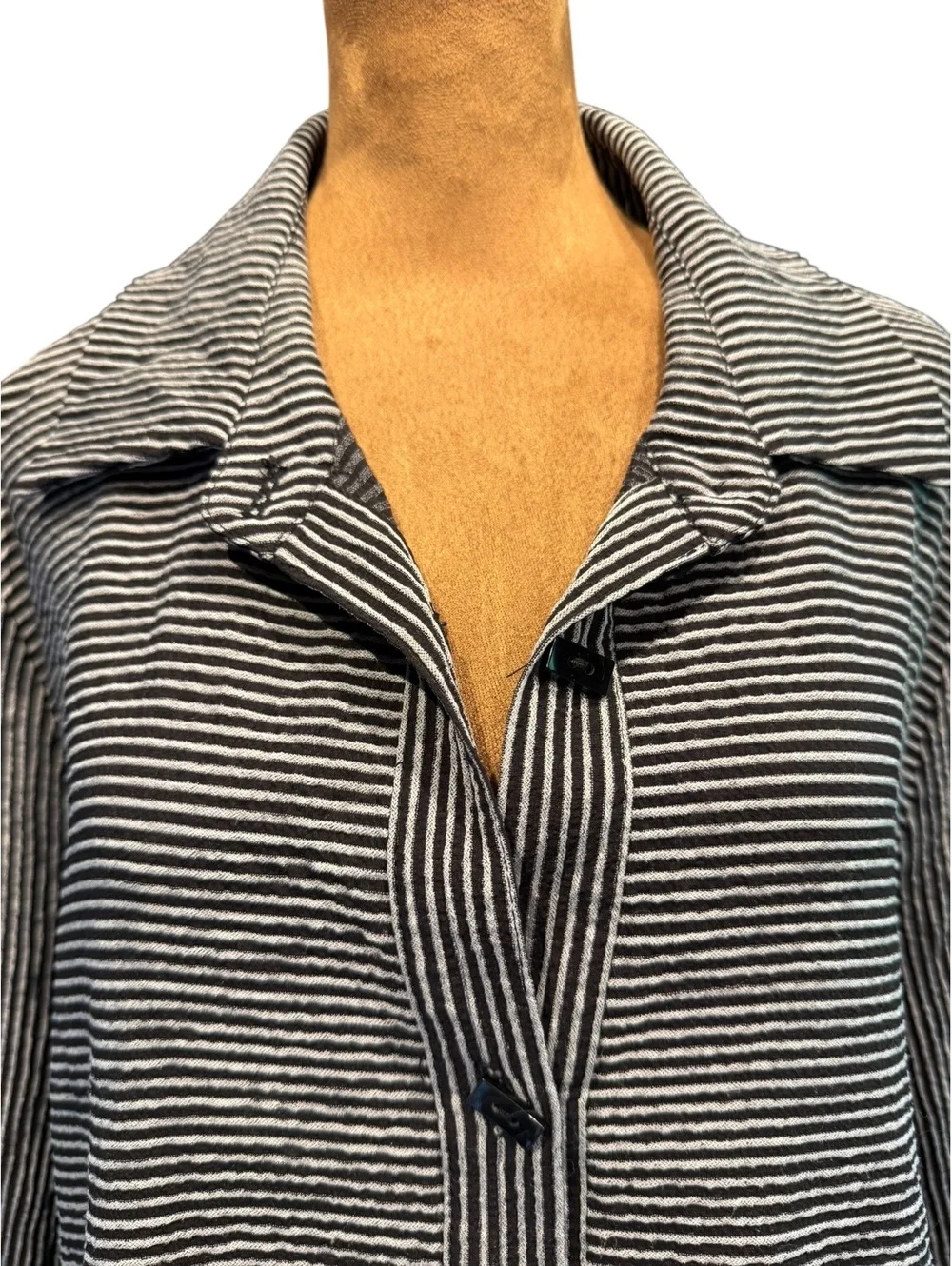 Moonlight Black and White Striped Button-Up Tunic Jacket